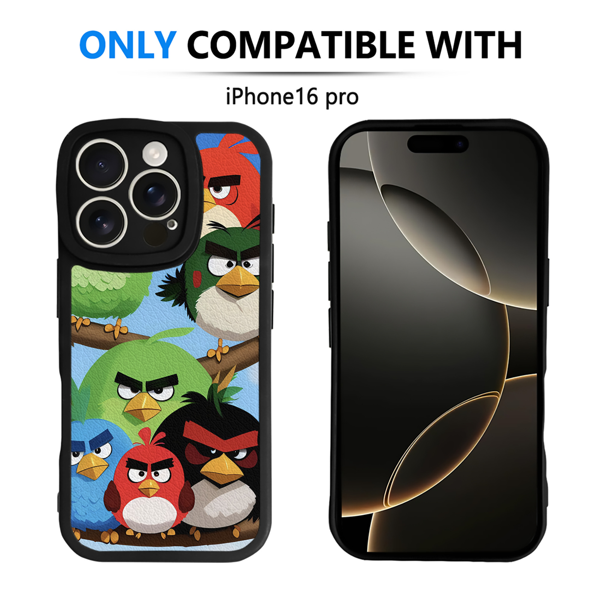 （画像用） Angry Birds アングリーバード 【iPhone 16シリーズ対応】シリコンスマホケース（レザー調） 材質：シリコン